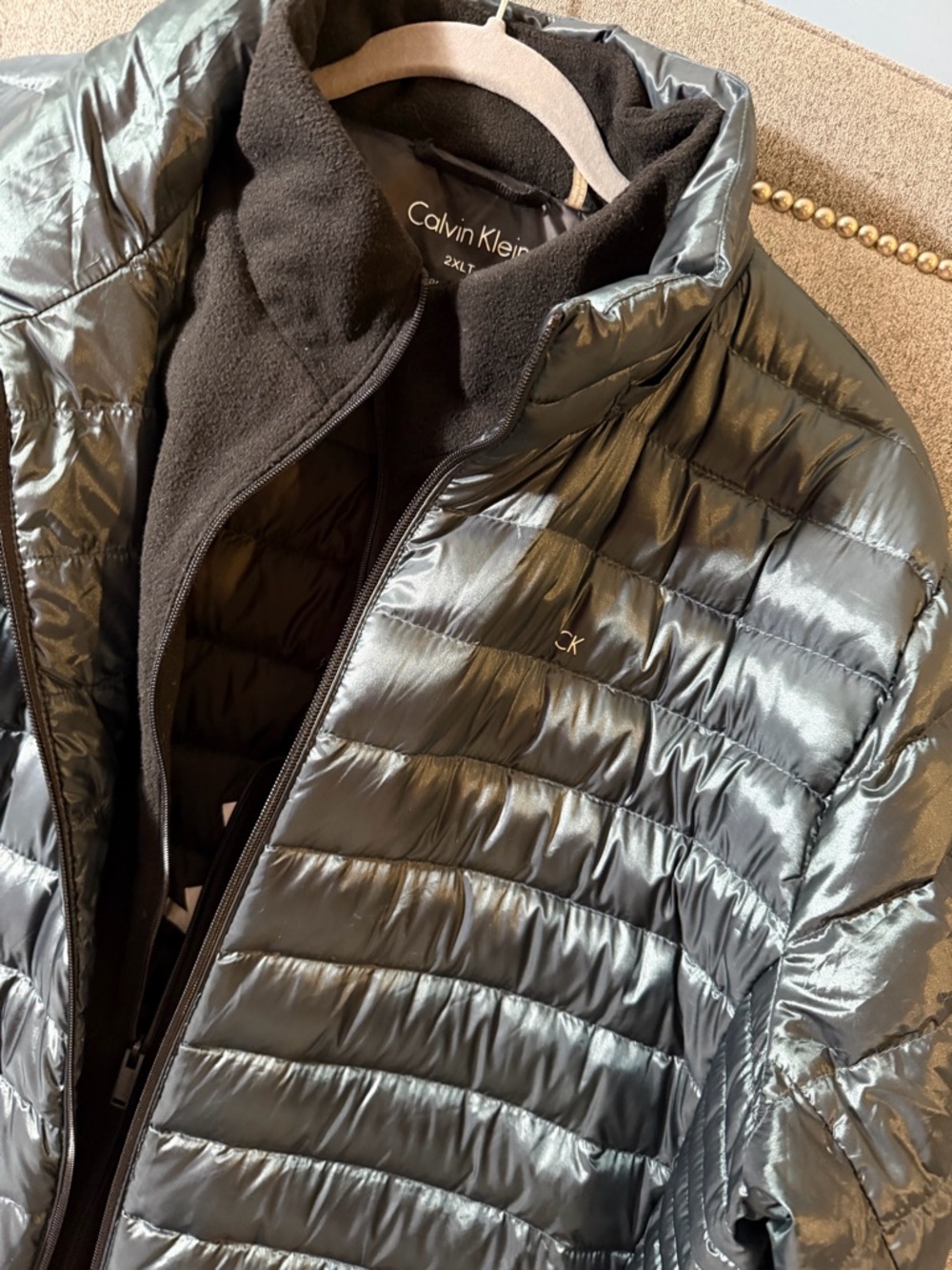 Calvin Klein Black Quilted Puffer Jacket | Packable •• Removable Hood | 2XLT!!!